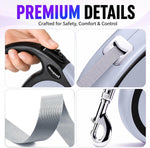 Double Retractable Dog Leash for Two Dogs Up to 50 lbs - 16 ft Coupler Leashes for Small Medium Dogs - One Locked System, Non Slip Grip, Tangle Free (Grey) - Image 9