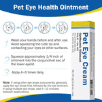 Multi species pet eye cream application instructions and warning label