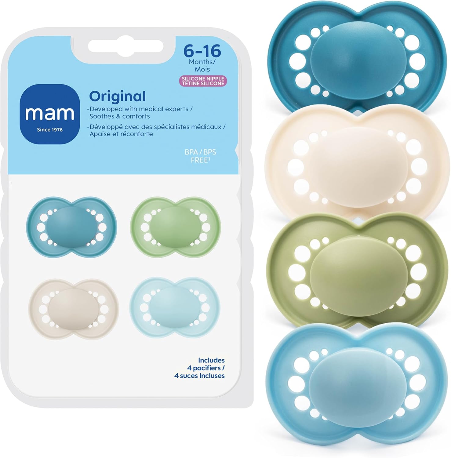 MAM Original Matte Baby Pacifiers 6-16 Months set with sterilizer case