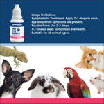 Precise applicator nozzle on a pet eye drop bottle for easy administration