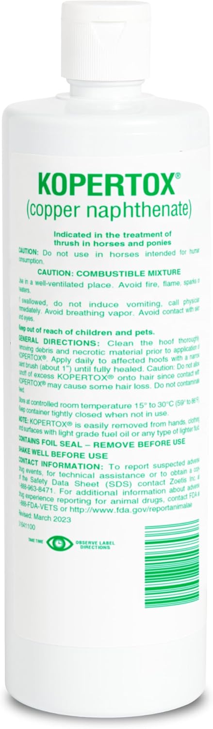 Copper naphthenate water resistant horse hoof dressing label details