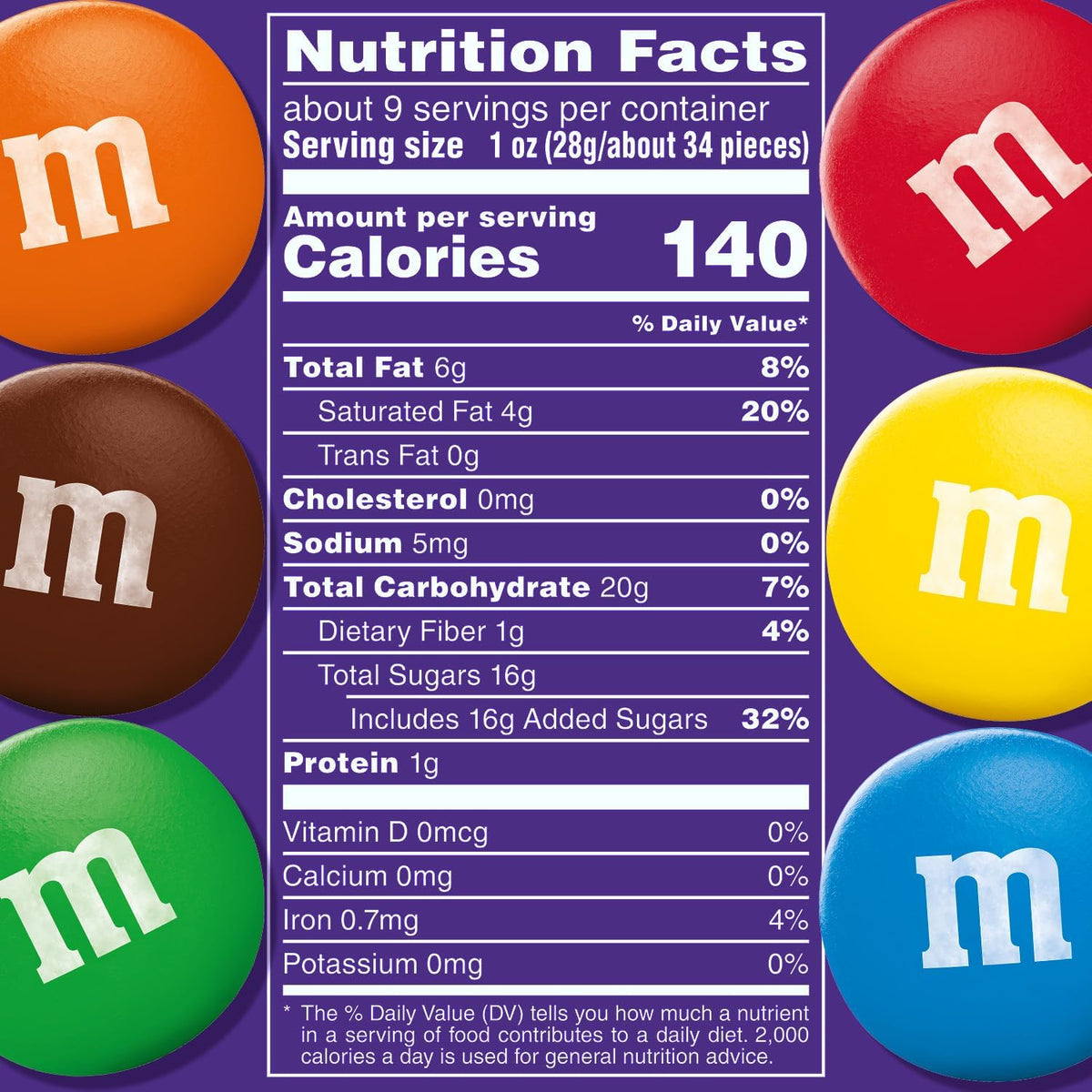 M&M'S Dark Chocolate candy bag lying flat showing the authentic USA imported packaging details