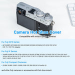 JJC hot shoe protector cap attached to Fujifilm mirrorless camera