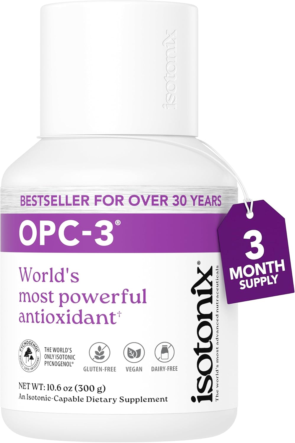 OPC-3 Isotonix - Antioxidant Supplement - Pycnogenol, Grape Seed Extracts, Bilberry, Red Wine & Pine Bark Extracts - for Heart & Circulatory Support - Isotonic, Vegan, Gluten Free - 90 Servings - Image 1