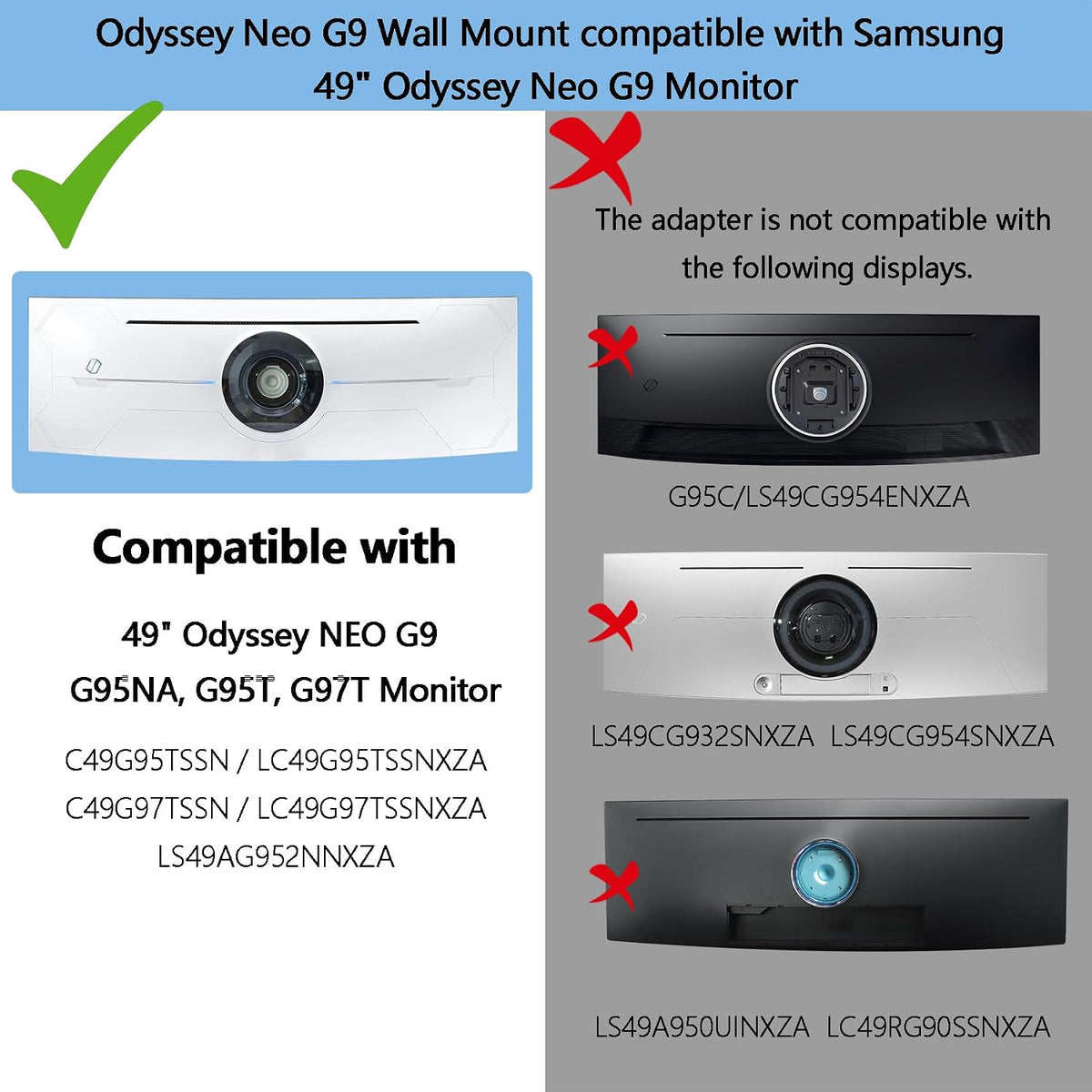 Tjweiqing Odyssey G9 VESA mount adapter bracket angle view