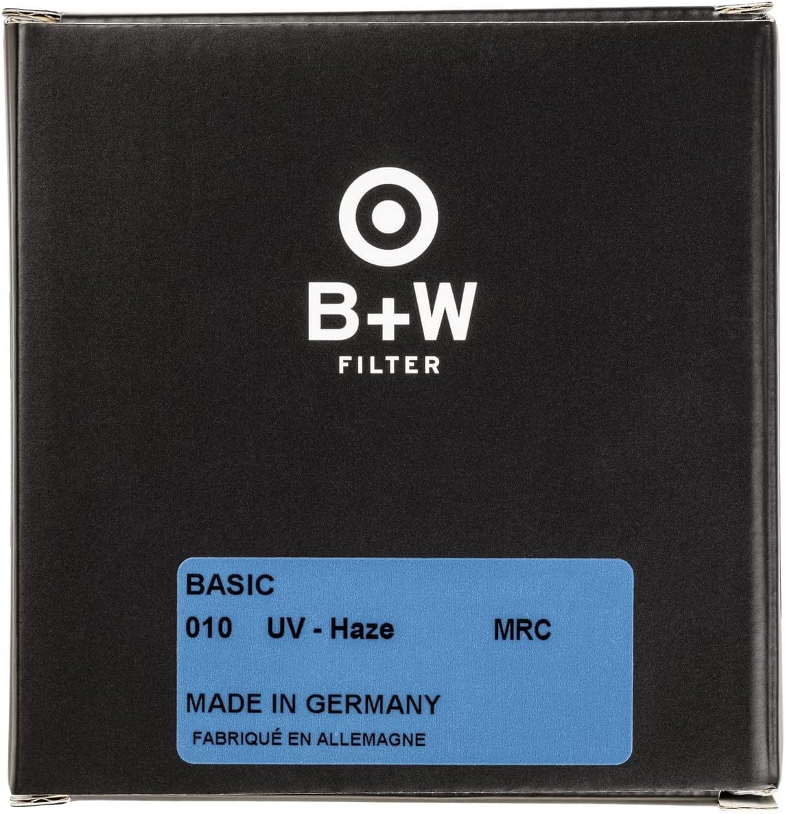 B+W camera lens filter packaging with authenticity QR code