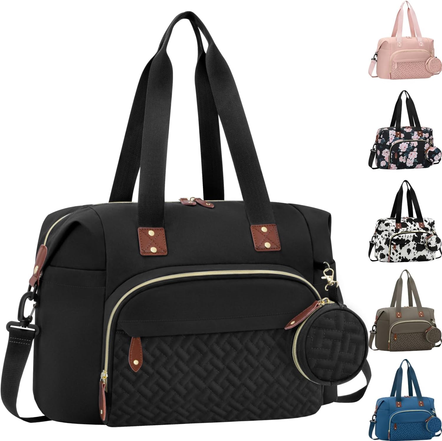 Tenot Diaper Bag Tote with Pacifier Case front view black