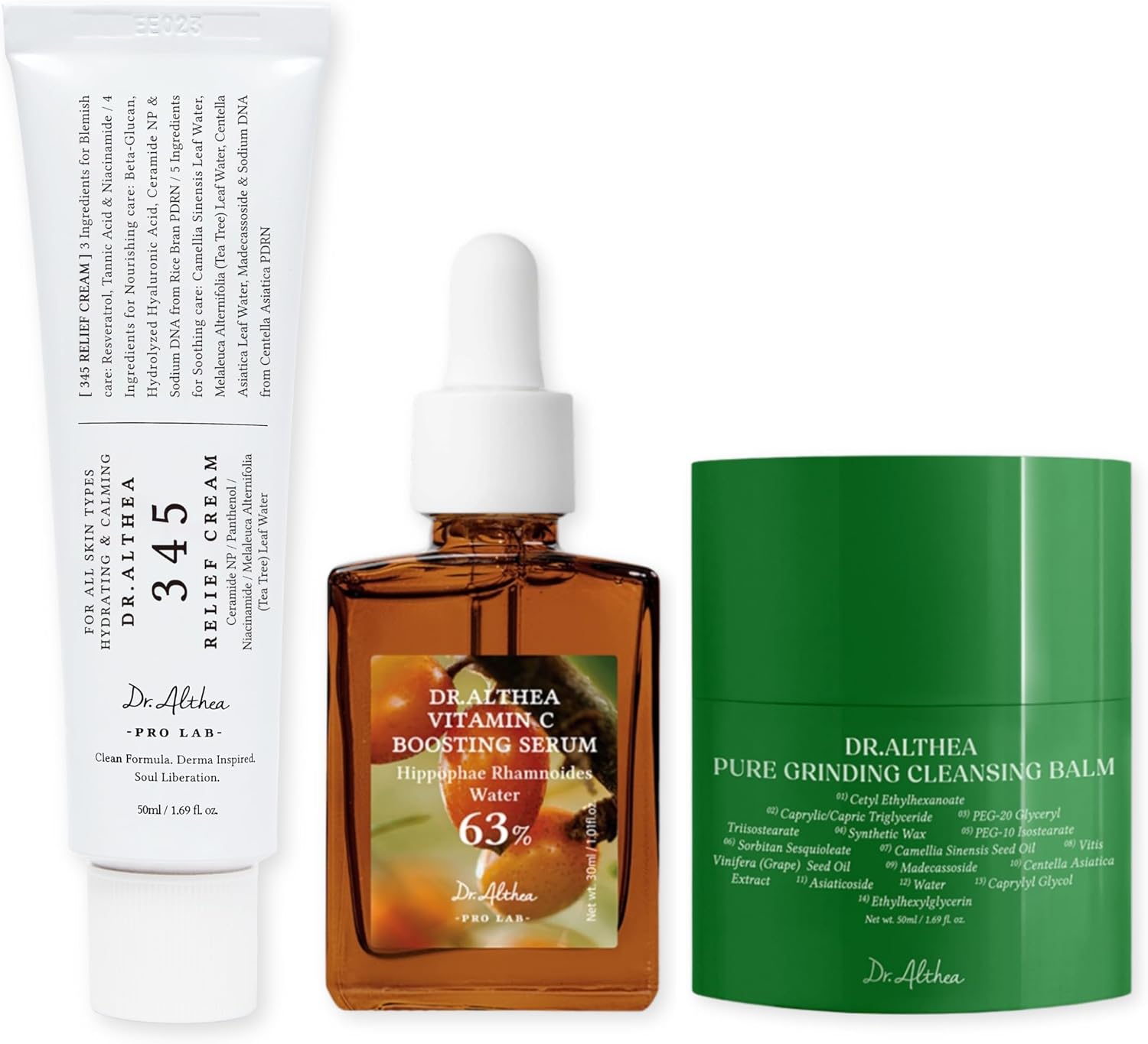Dr. Althea Best Trio Set front packaging view of vegan skincare kit