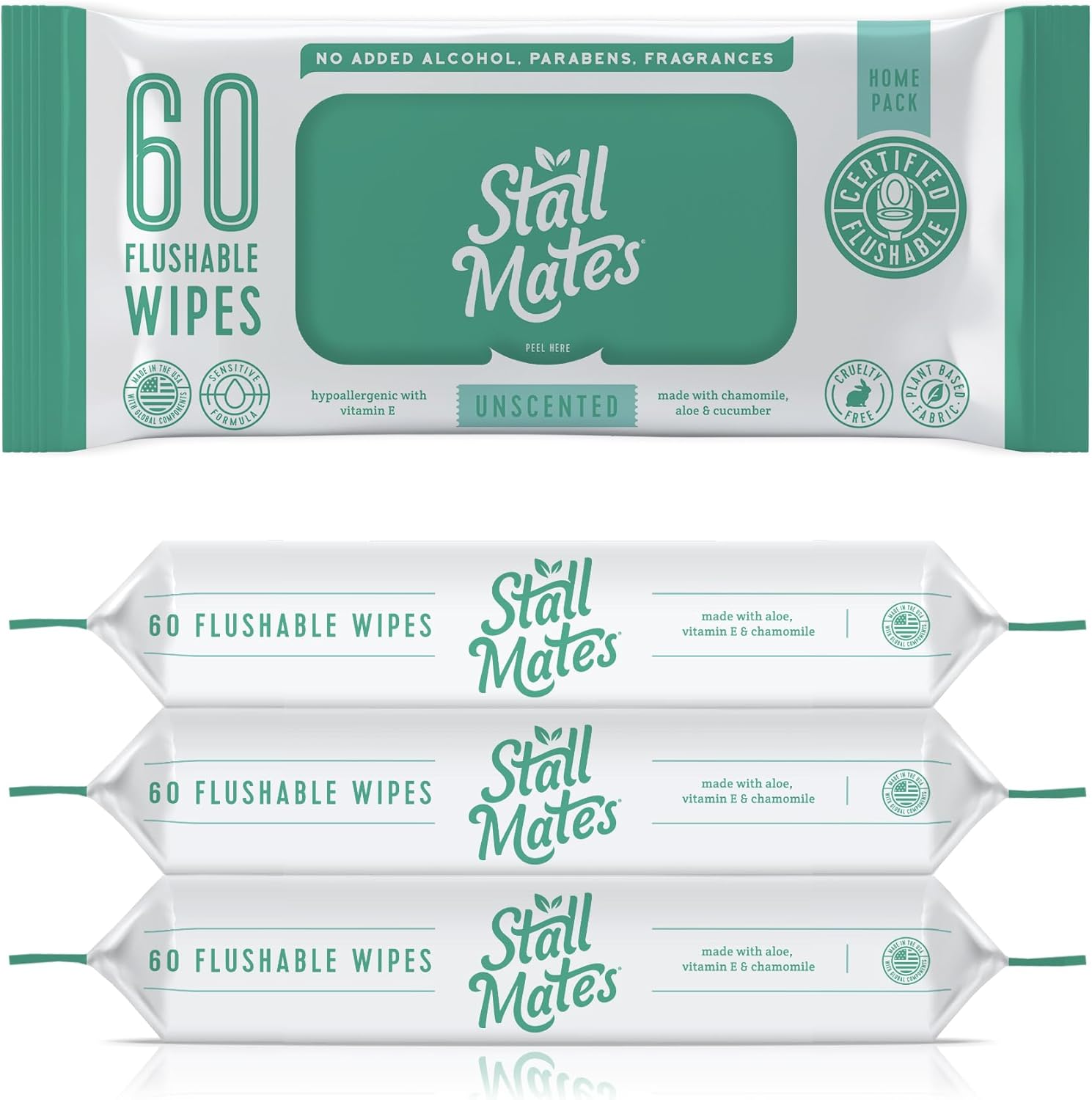 Stall Mates flushable wipes home pack front view