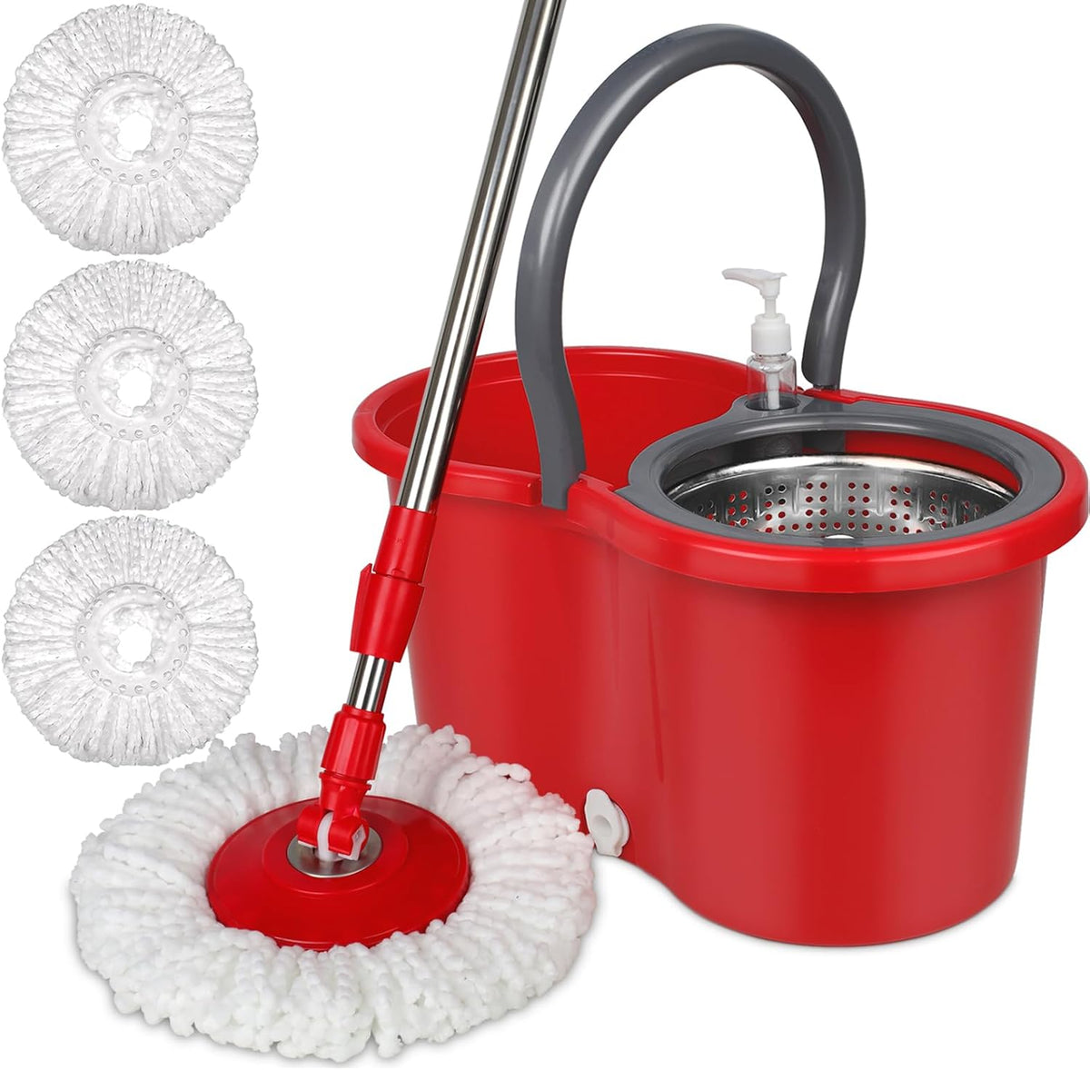 Gzdisbek 360 Spin Mop and Bucket set front view floor cleaning system.