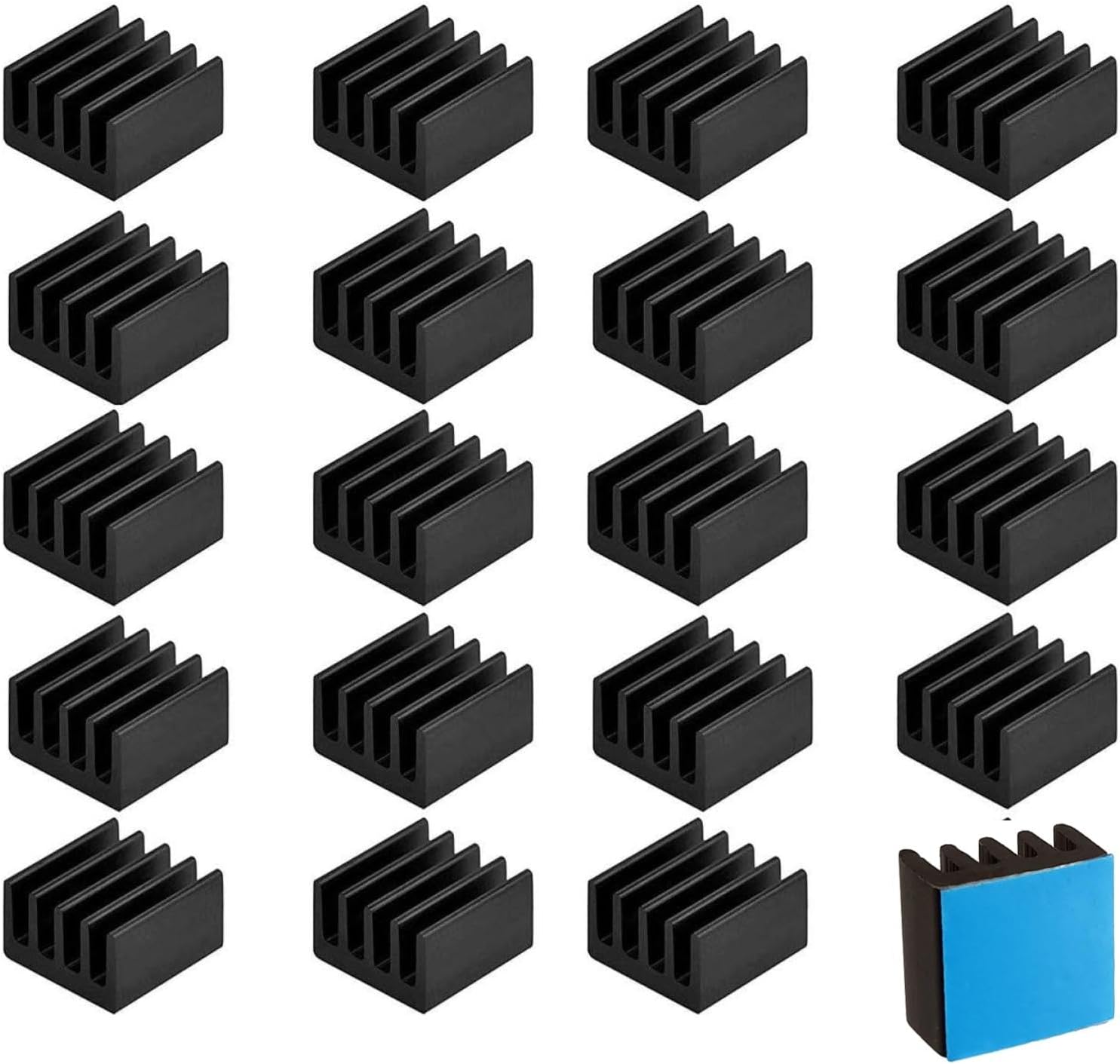 Easycargo small mini heatsink kit front view showcasing twenty black anodized aluminum cooling blocks.