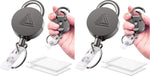 Azrra retractable keychain displayed with ID card and keys