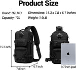 OZUKO crossbody daypack side view with tripod holder strap