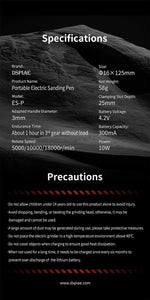 DSPIAE Portable Electric Sanding & Sharpening Pen - 3-Speed Mini Drill & Hobby Tool for Resin, Jewelry, DIY Crafts, Fine Polishing, Detail Grinding, 3mm Drill Compatible, Pen Sander Kit - Image 9
