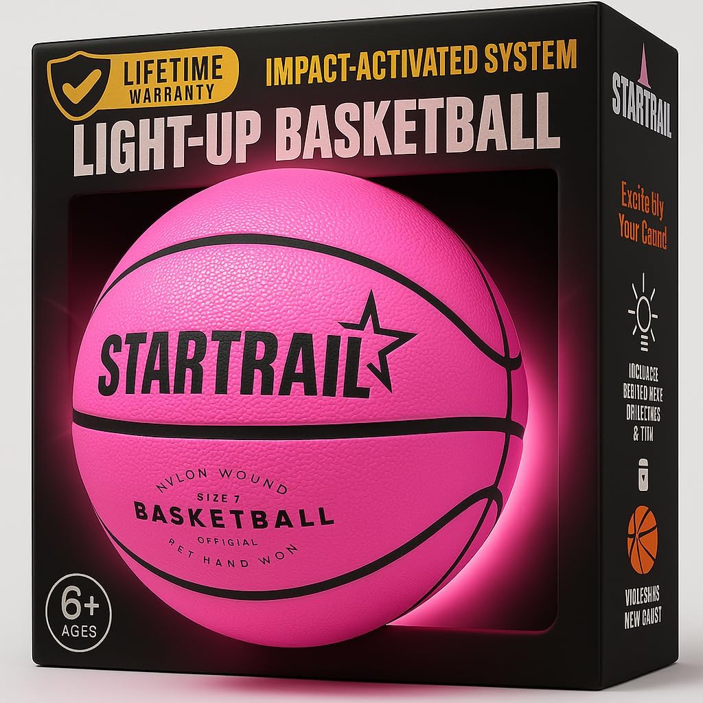 Tomleon Light Up Basketball front view with glowing LED effect