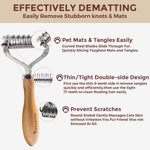 Pawsholic grooming tool showing detangling side for knots