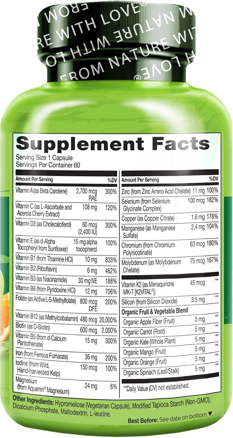 Naturelo Bariatric Multivitamin whole food fruit and vegetable blend graphics