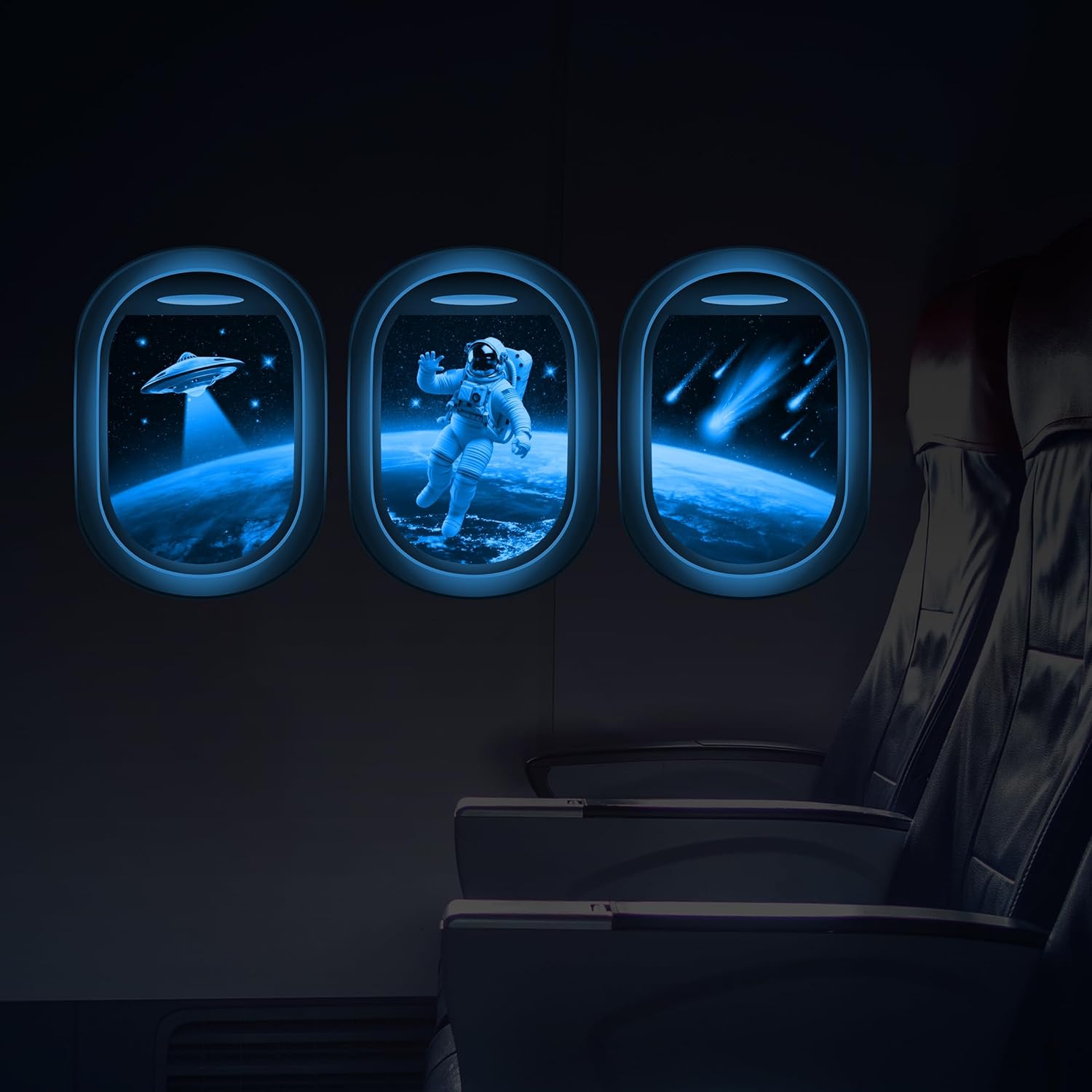 Robmoda 3D glow in the dark galaxy window wall stickers front view