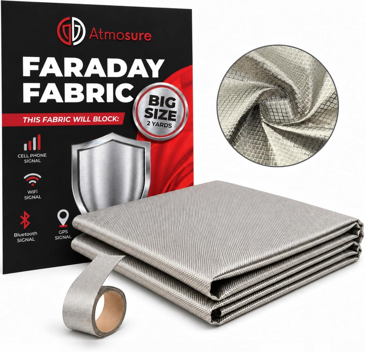 ATMOSURE Faraday Fabric & Tape Kit for DIY - 44x36 Fabric, 197" Tape - Image 10