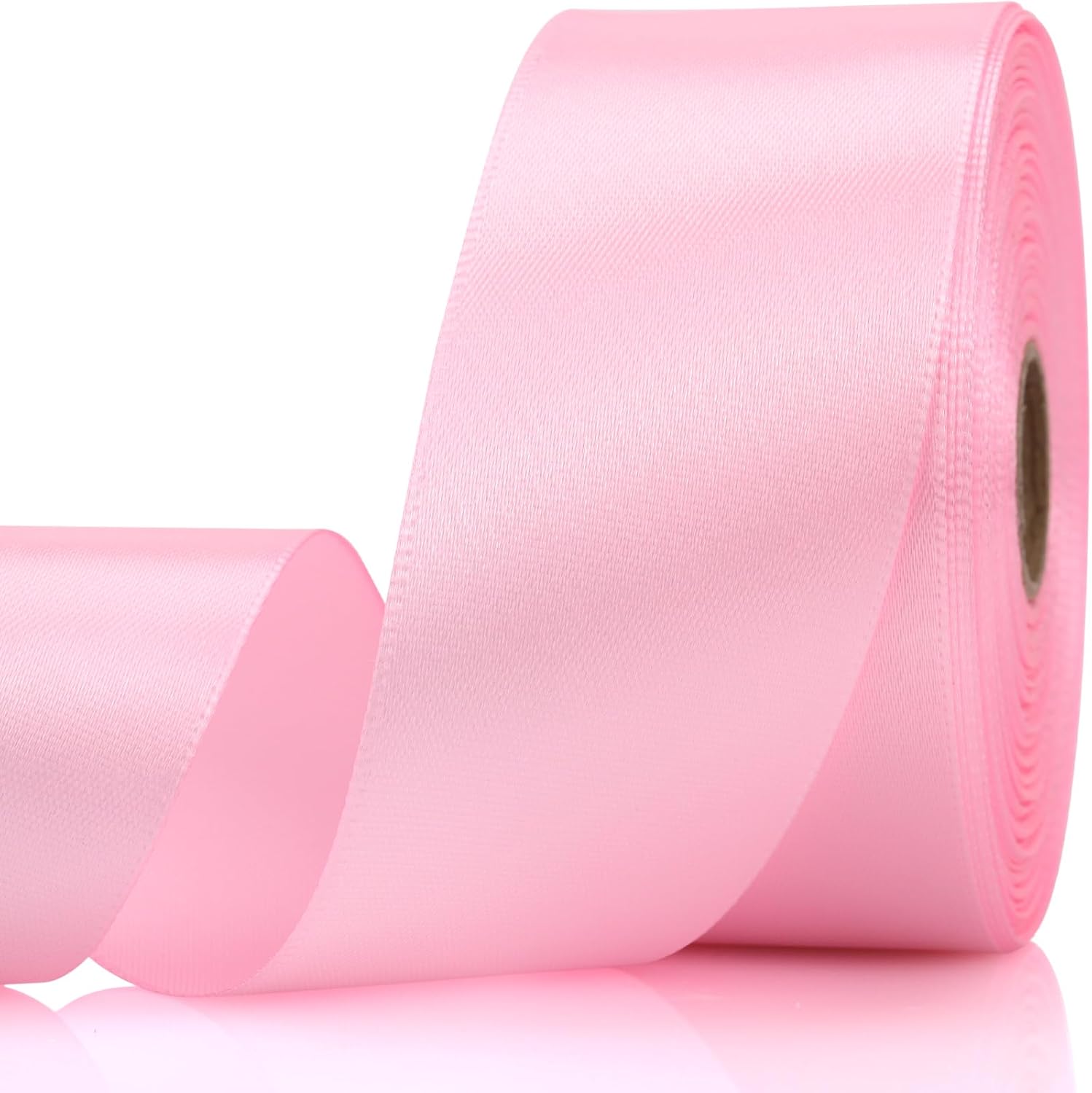 Nisdocf light pink satin ribbon roll front view for gift wrapping
