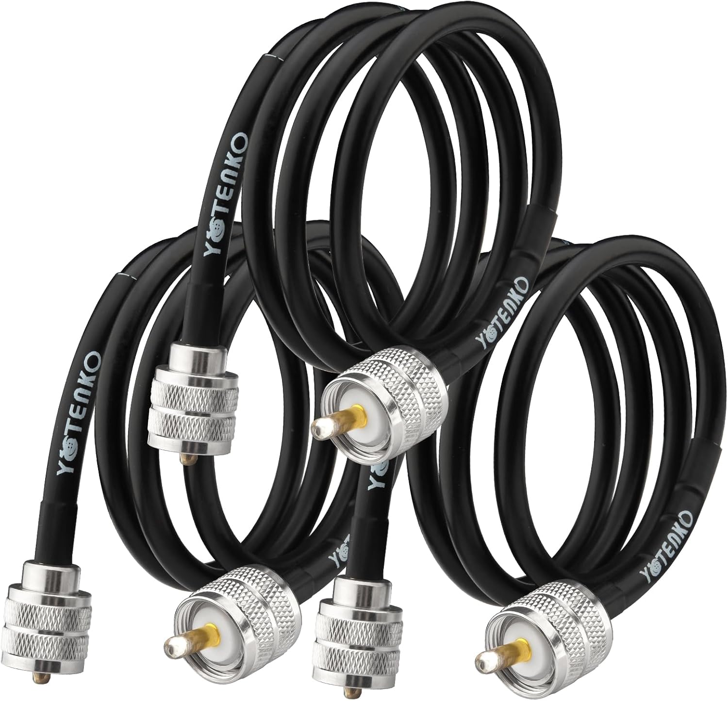 YOTENKO RG8x Coaxial Jumper Cable three pack front view showing premium PL259 connectors