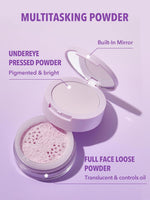 SHEGLAM purple taro under eye pressed powder layer close up
