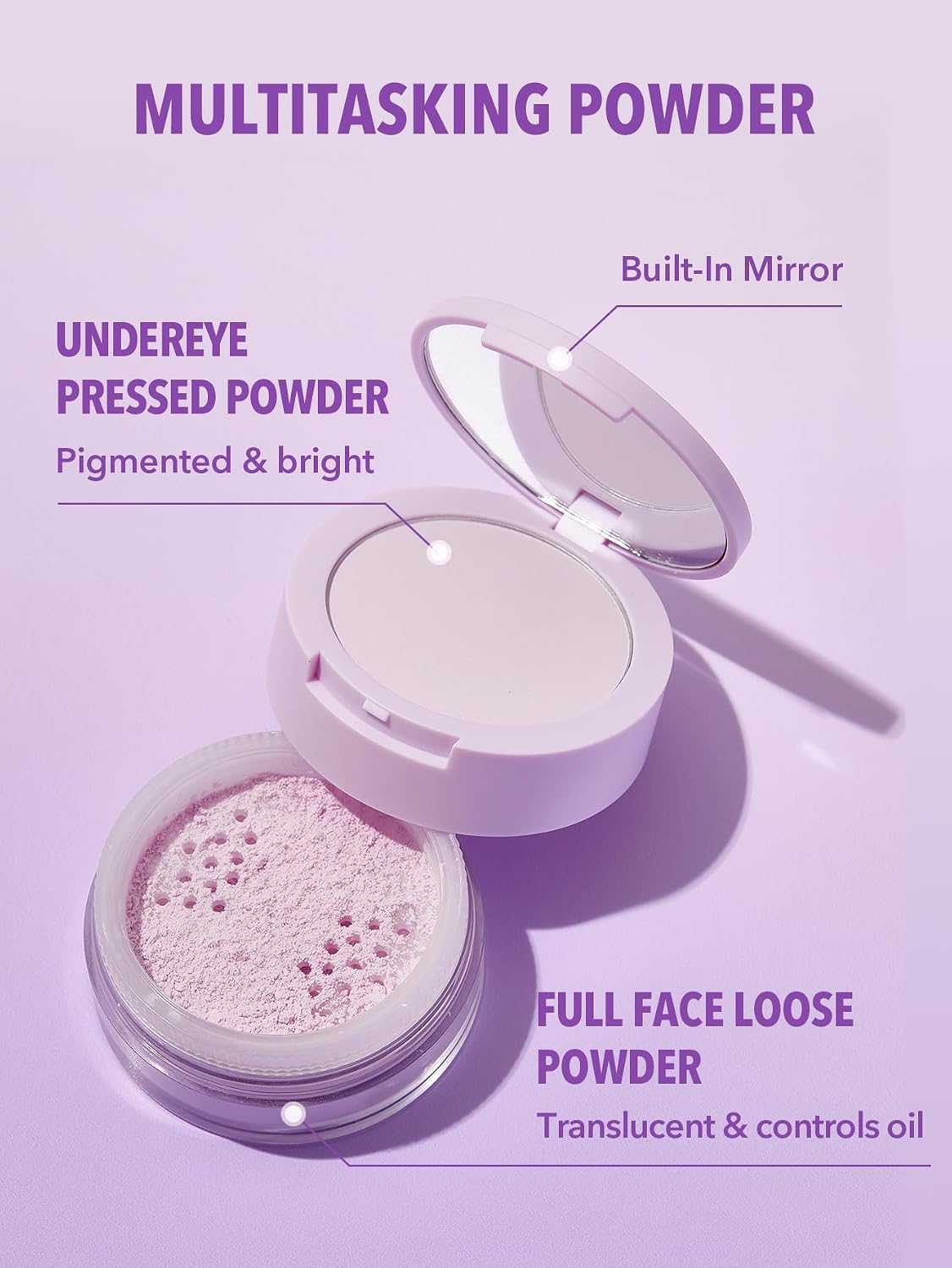 SHEGLAM purple taro under eye pressed powder layer close up