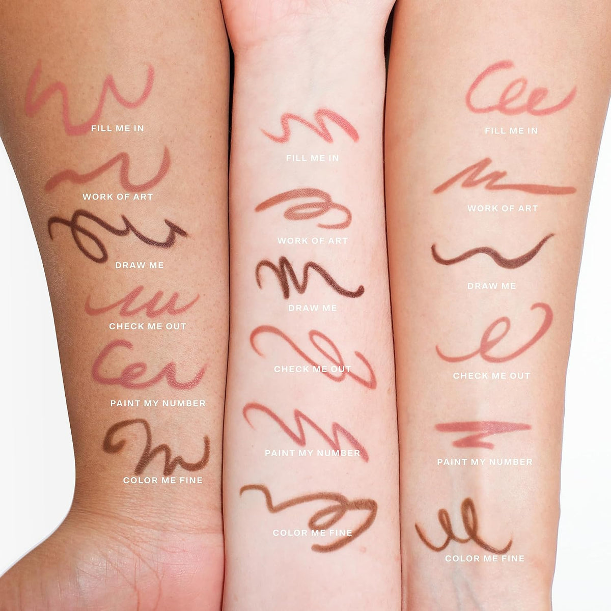 Tower 28 OneLiner swatch on skin showing creamy texture