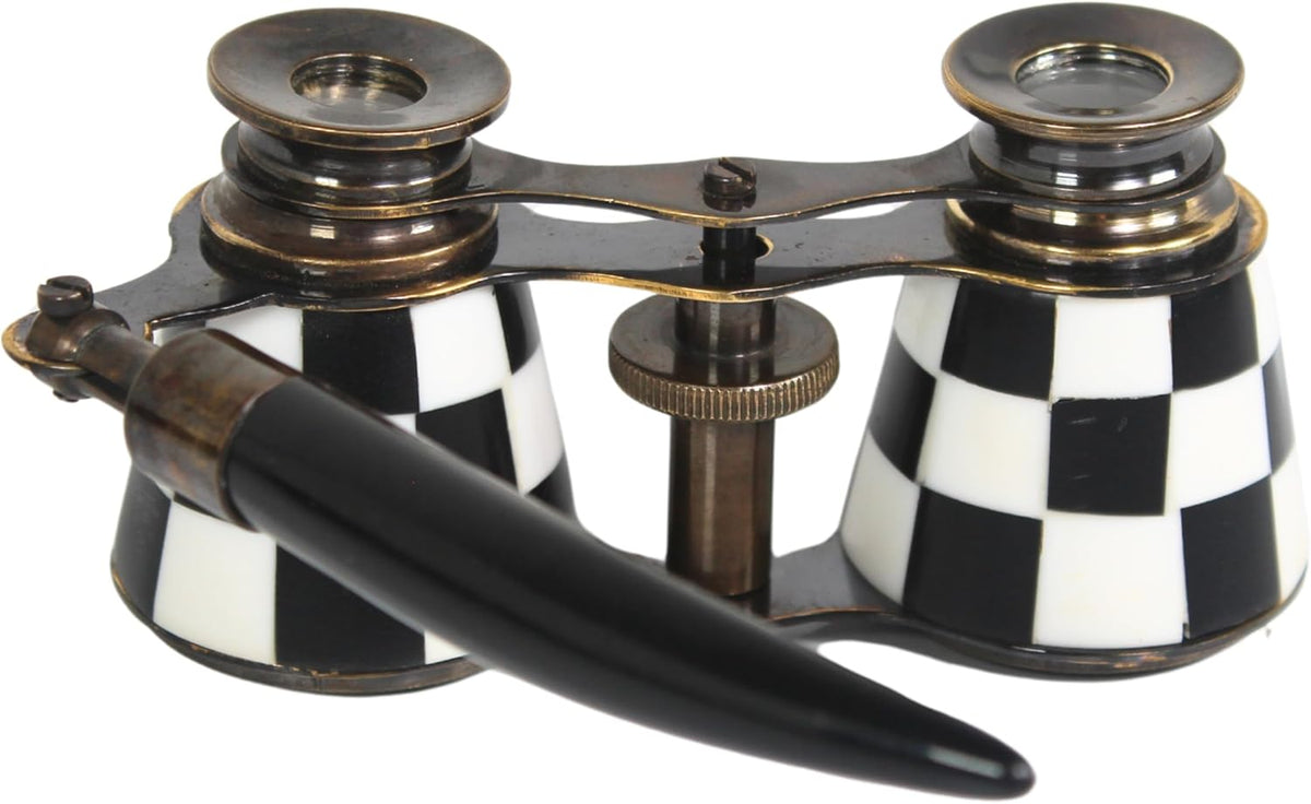 CollectiblesBuy checkered opera glasses with handle front view