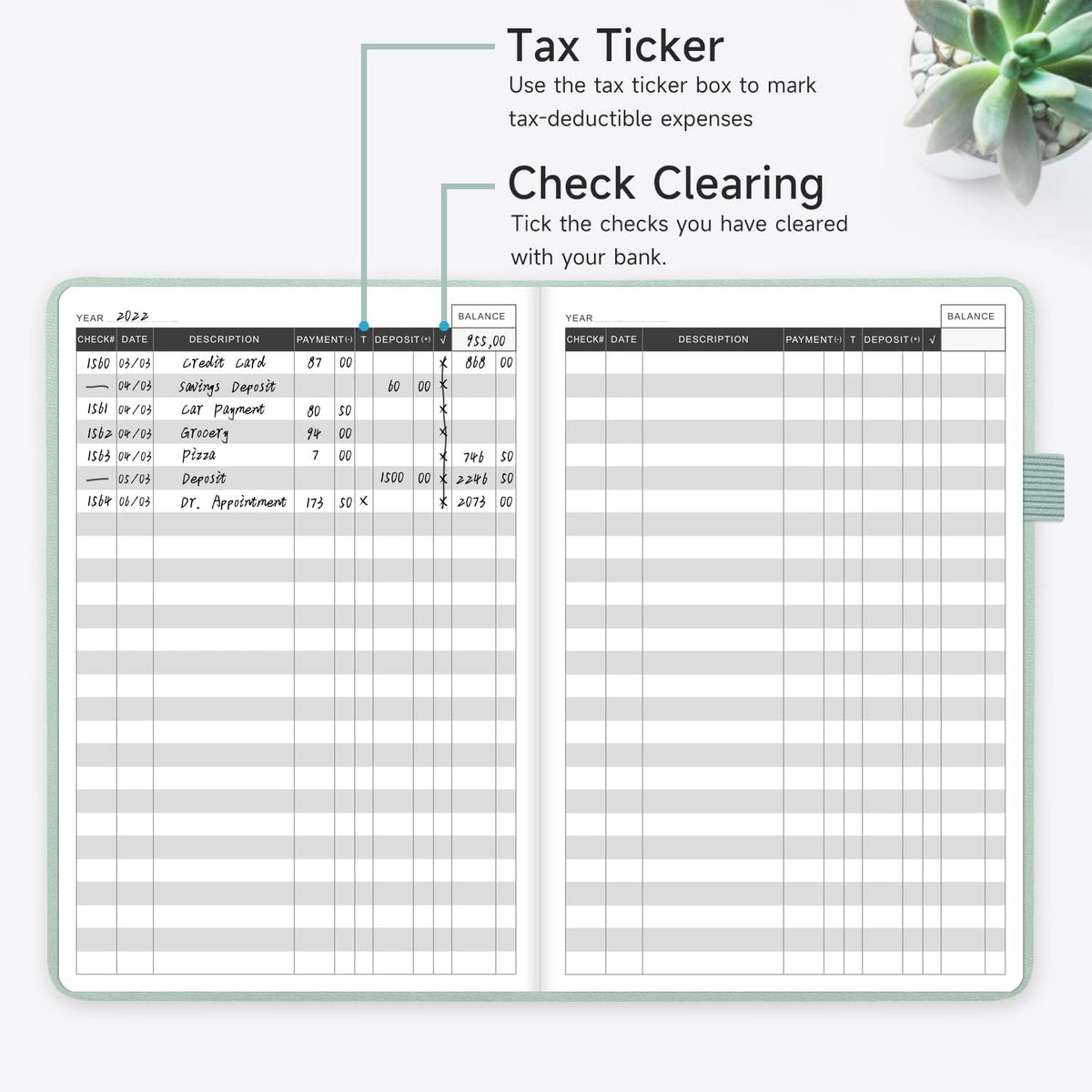 Kumeer budget planner displaying 120gsm paper thickness