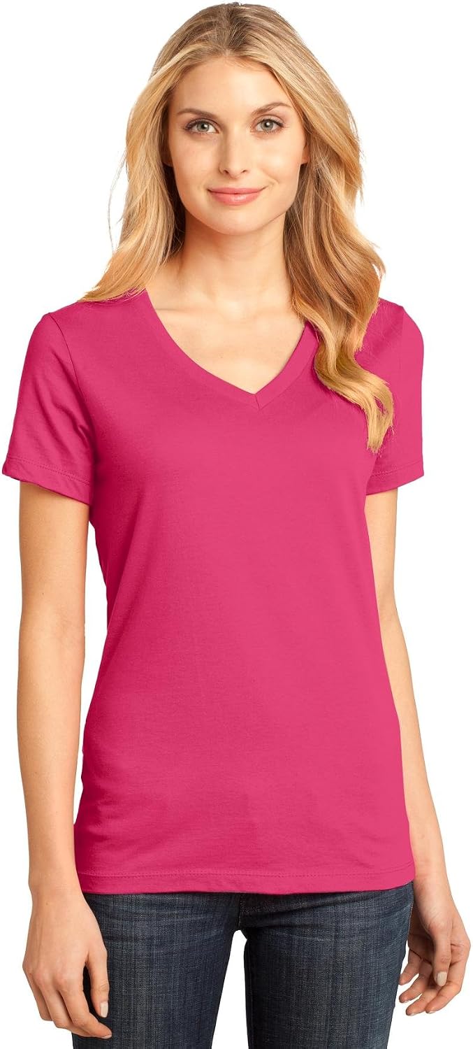 District Made ladies perfect weight v-neck tee front view casual wear apparel