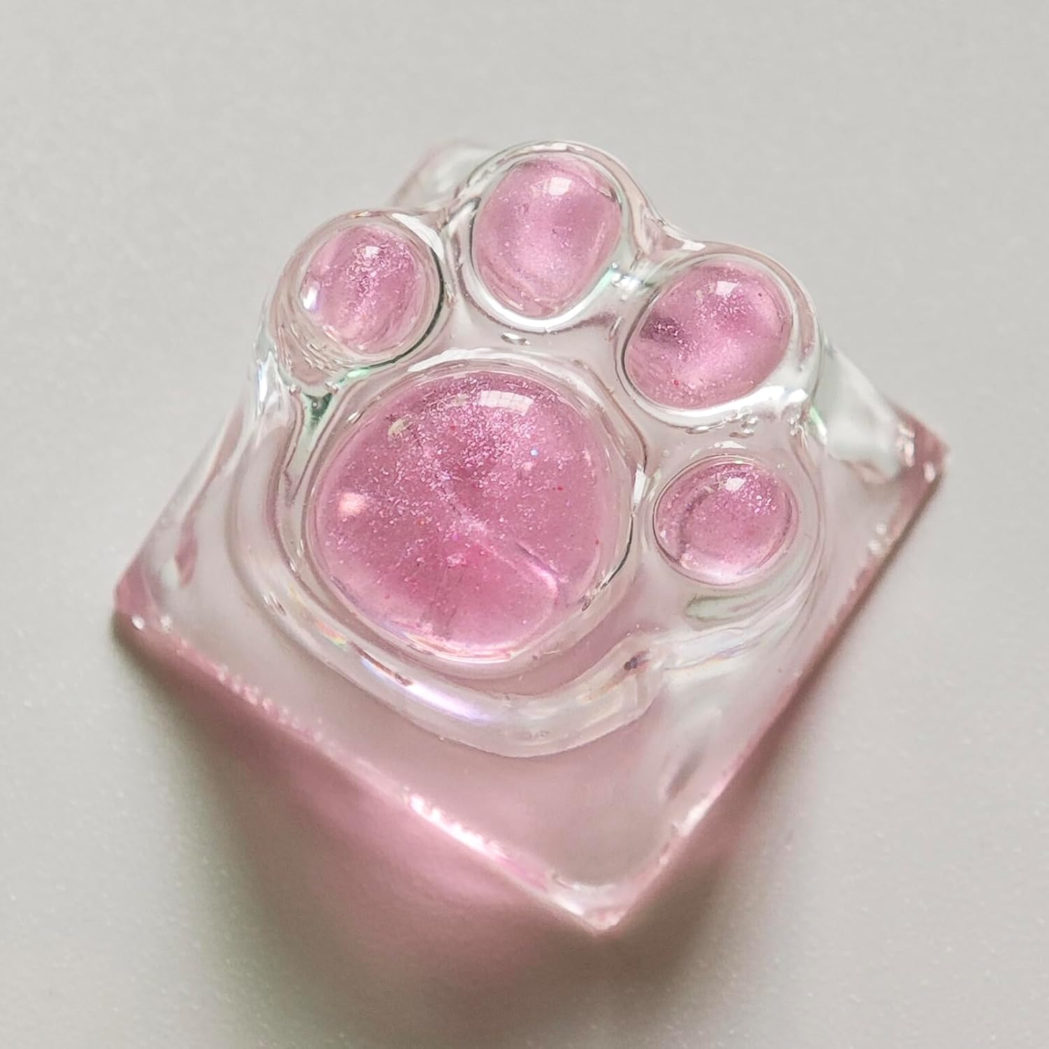 Elacgap cat claw keycap front view pink transparent custom artisan keycap for mechanical keyboard