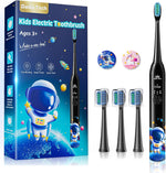 DADA-TECH kids electric toothbrush rechargeable astronaut black front view showing the sleek handle and premium brush head