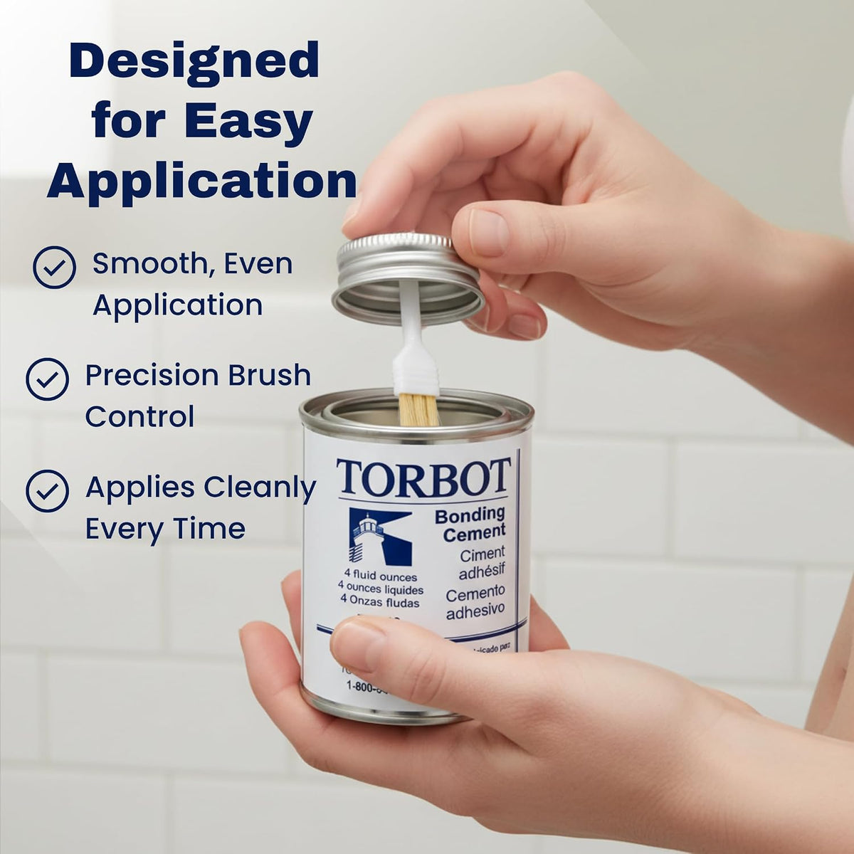 Torbot liquid bonding cement brush cap applicator view