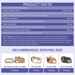 Chicken flavored canine probiotic powder close up texture and scoop visual
