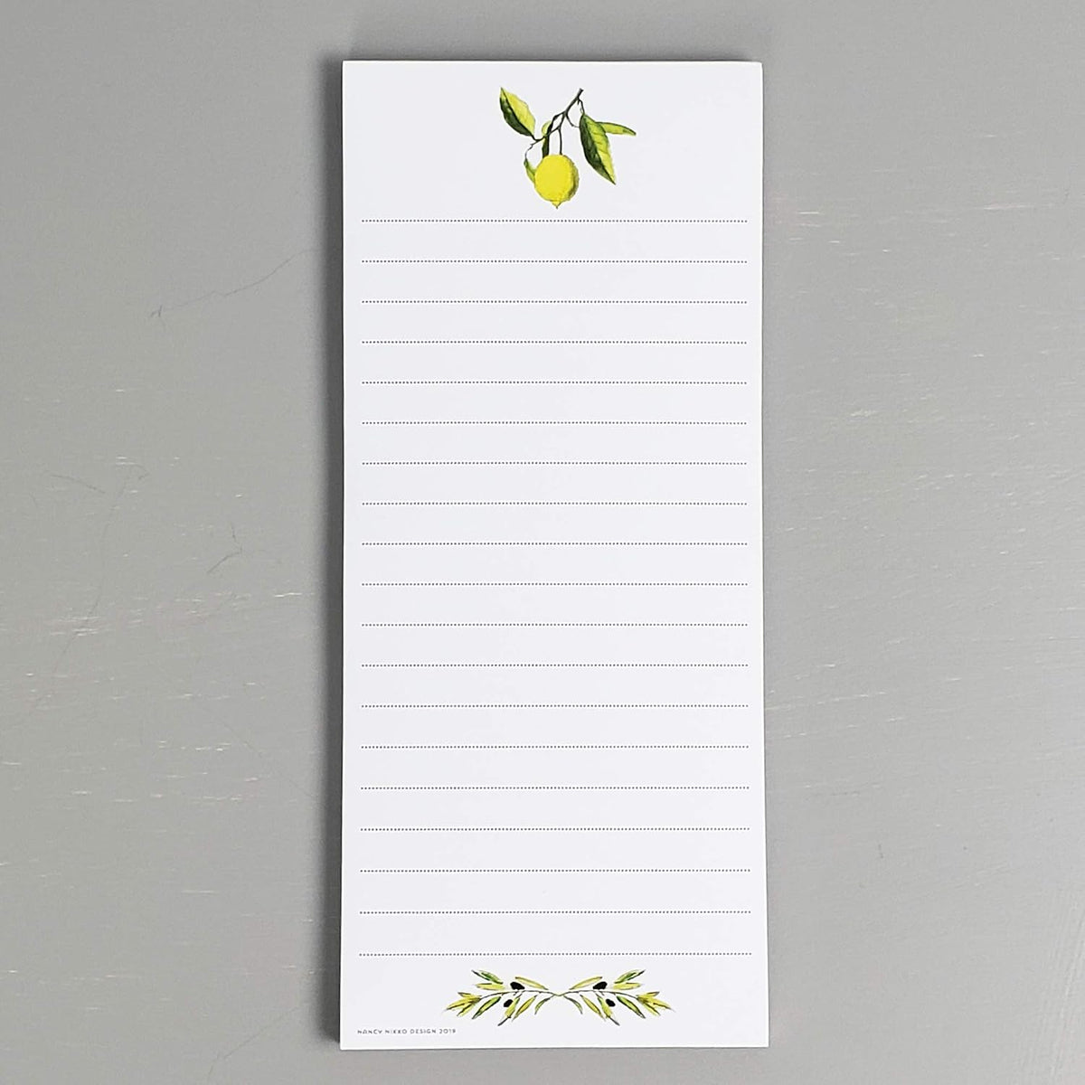 Nancy Nikko magnetic fridge notepad showing lemon design sheet