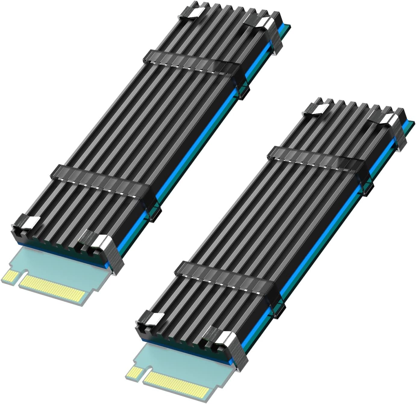 GLOTRENDS M.2 Heatsink kit front view showing two packs of black aluminum coolers for NVMe solid state drives.