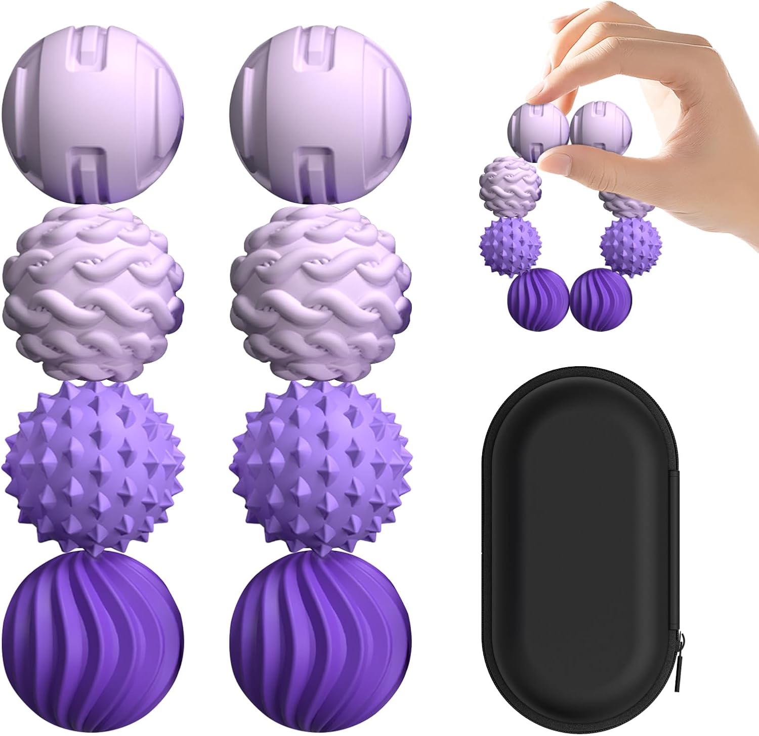 XYOFUN 8Pcs Silicone Magnetic Fidget Sensory Balls violet front view