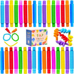 Neec 32 pack pop tubes sensory fidget toy set front view showing multiple bright colors.