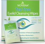 Noveha Tea Tree Oil Eyelid Wipes 60 count box with individually wrapped sterile pads