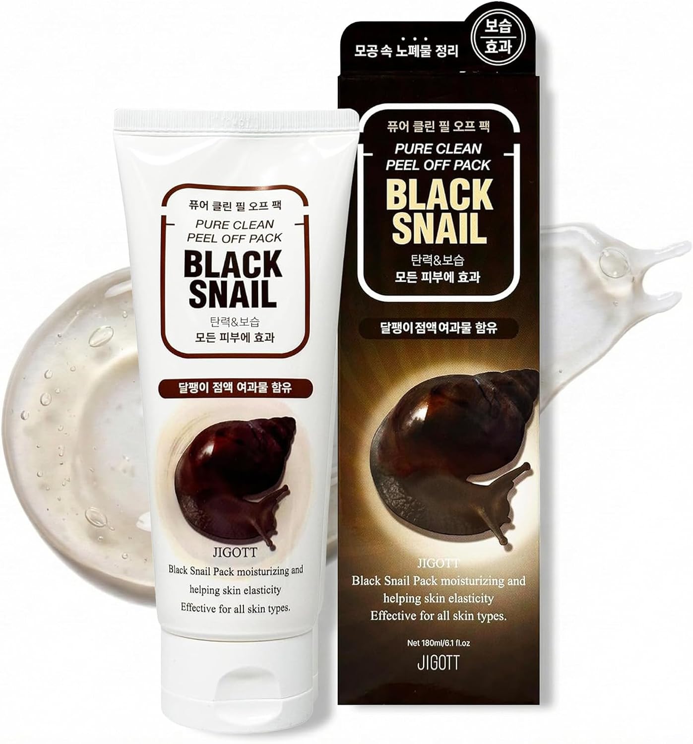 Jigott Black Snail Pure Clean Peel Off Pack 180ml front view