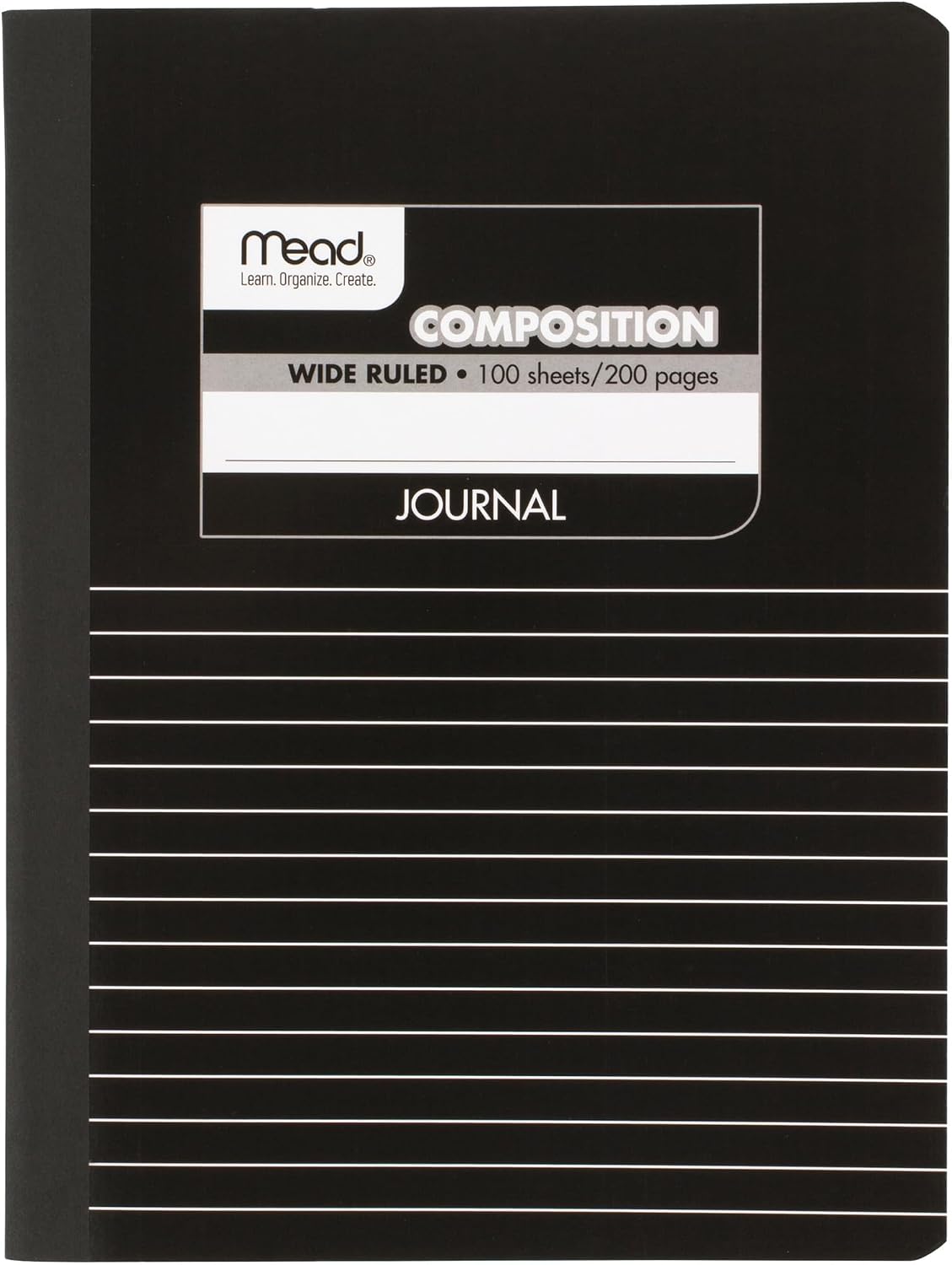 Mead composition notebook front view showcasing black marble cover