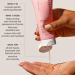 Cocokind AHA Jelly Cleanser texture shot of the low foaming clear gel