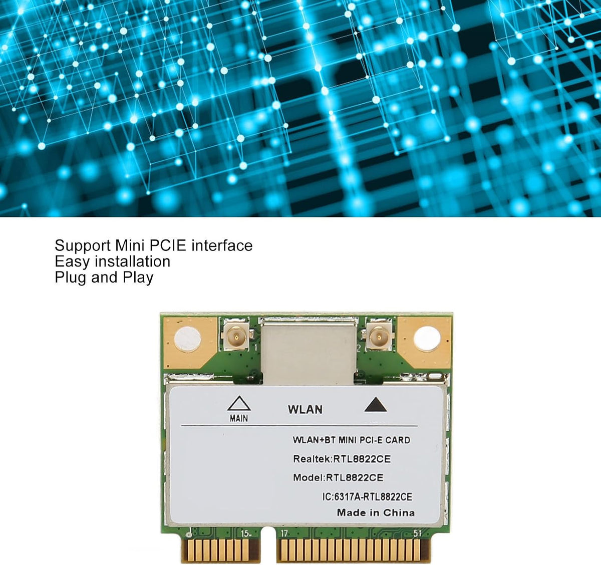 Diyeeni RTL8822CE Mini PCIe Card circuit board layout