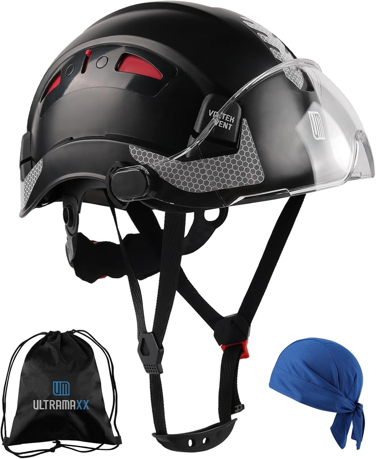 UM ULTRAMAXX safety helmet hard hat front view with clear visor