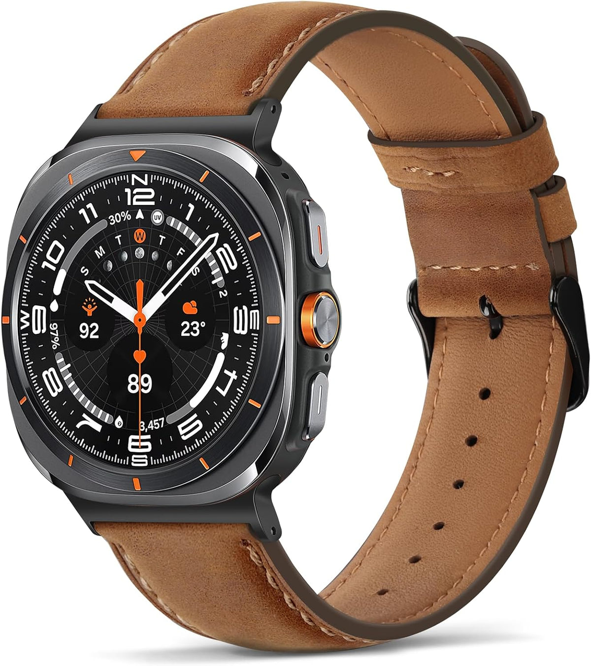 Tasikar leather strap for Samsung Galaxy Watch Ultra front view