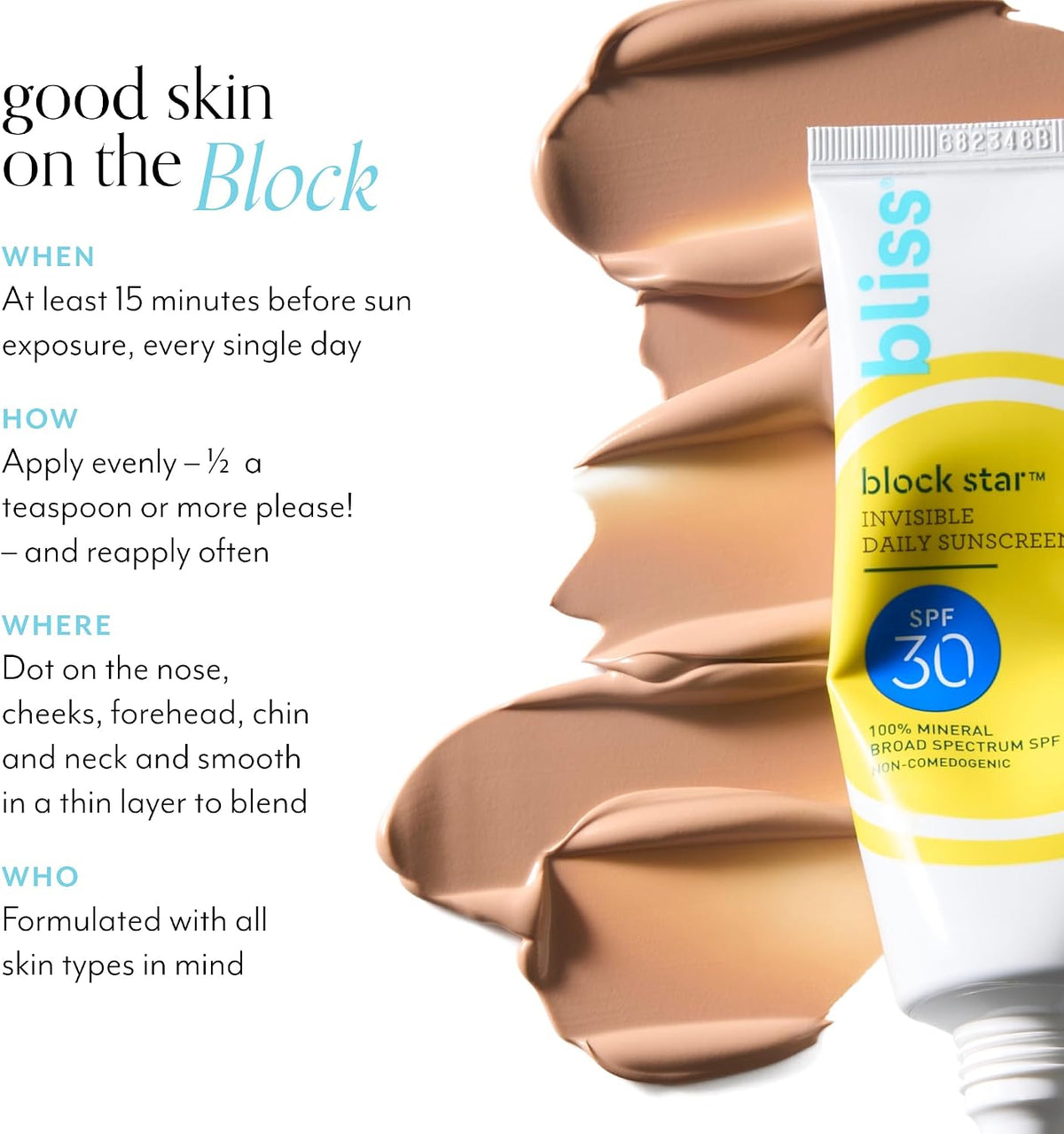 Texture shot of Bliss daily tinted sunscreen demonstrating its blendable primer finish.