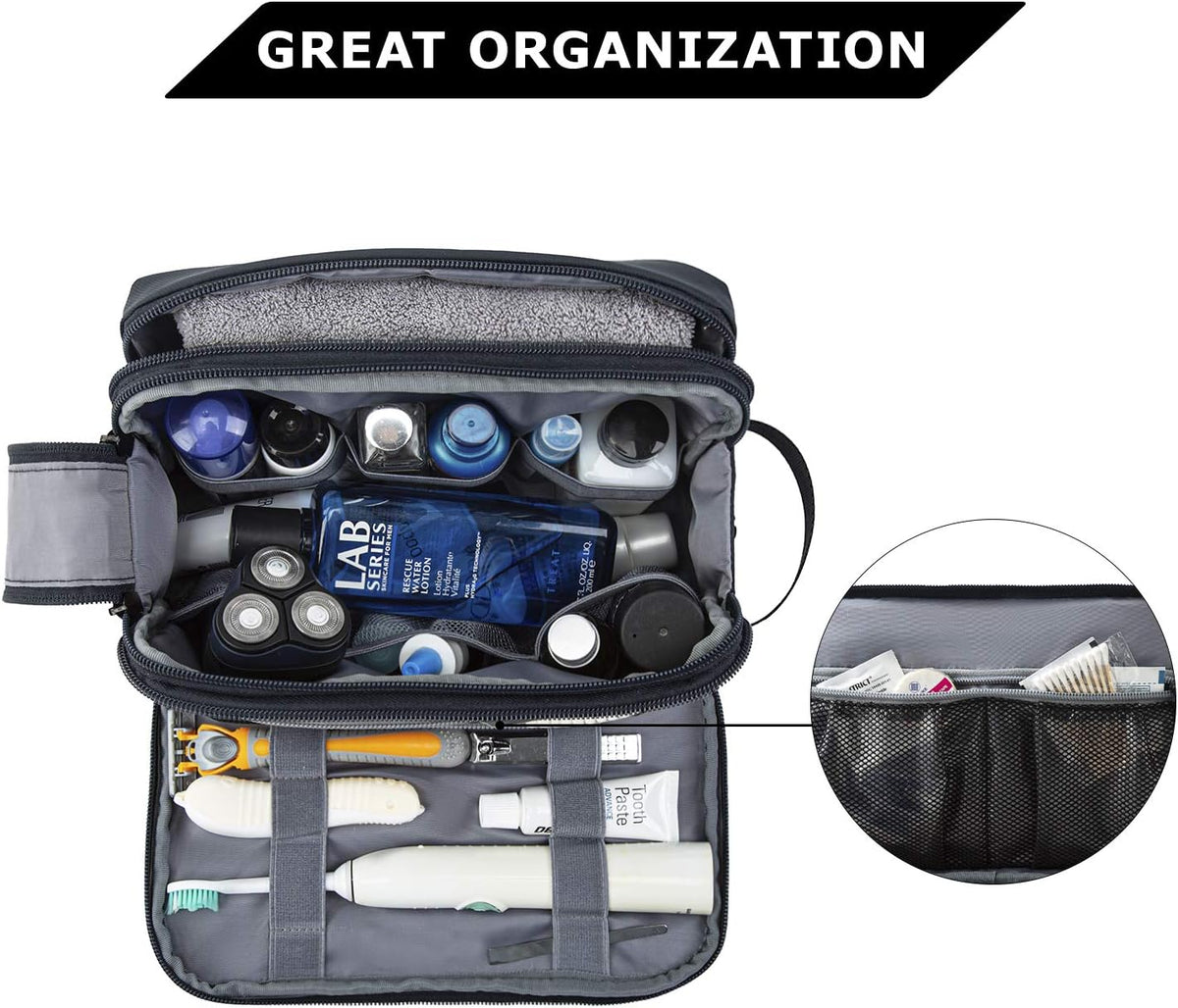 Bagsmart shaving bag interior elastic straps holding bottles