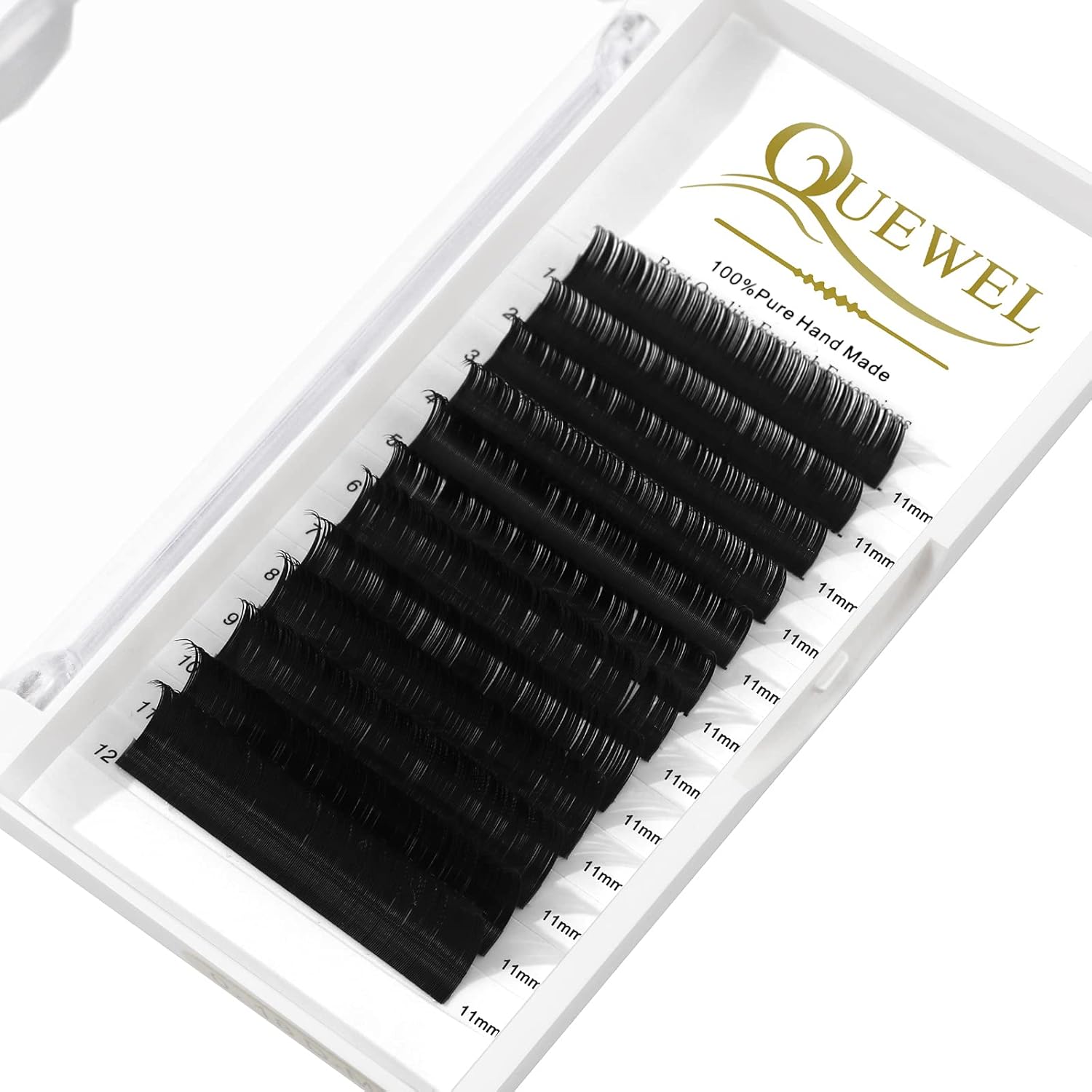 QUEWEL Eyelash Extension Supplies 0.15 D Curl 11mm Classic Individual Lash Extensions|Optinal 0.03/0.05/0.07/0.10/0.15/0.20 C/D Single 8-25mm Mix 8-14mm 15-20mm 20-25mm|(0.15 D 11mm) - Image 1
