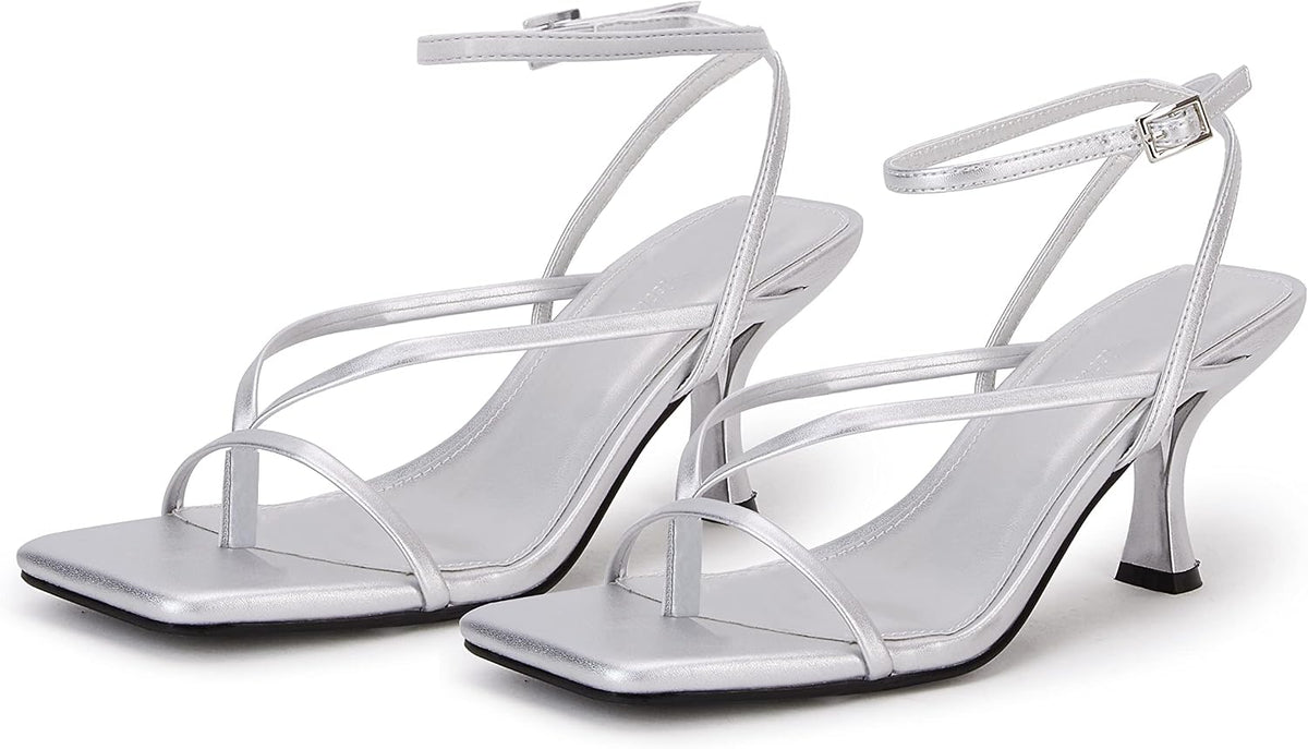 PiePieBuy Women's Lace Up Heeled Sandals Square Flip Flop High Heels Strappy Party Shoes - Image 12
